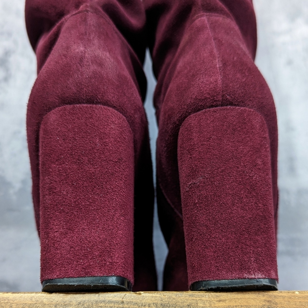 Steve Madden Faola suede slouch tall boots, burgundy, size 11 - Picture 4 of 11